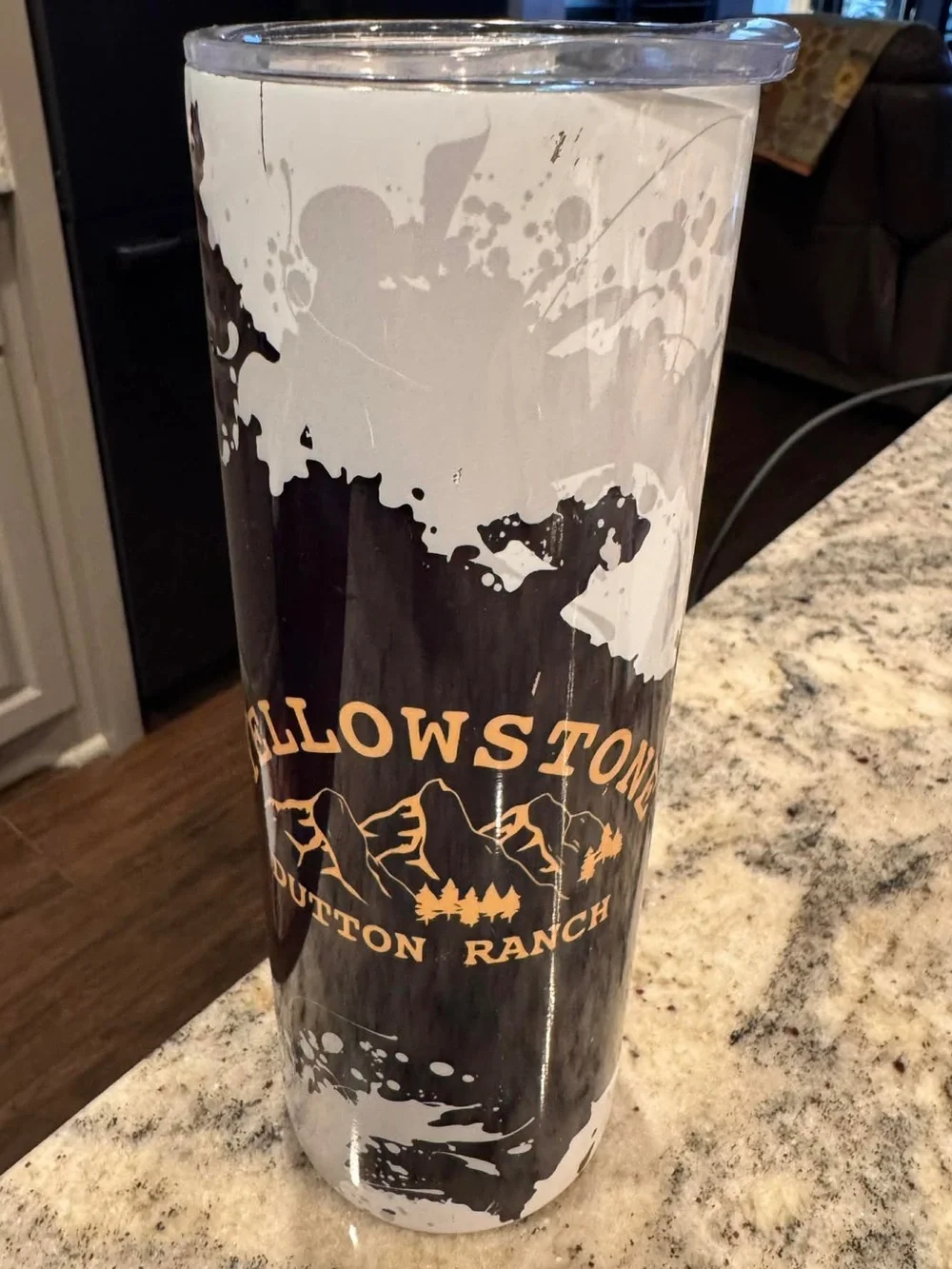 YELLOWSTONE Hand Crafted Black and White Yellowstone Button Ranch Travel Tumbler